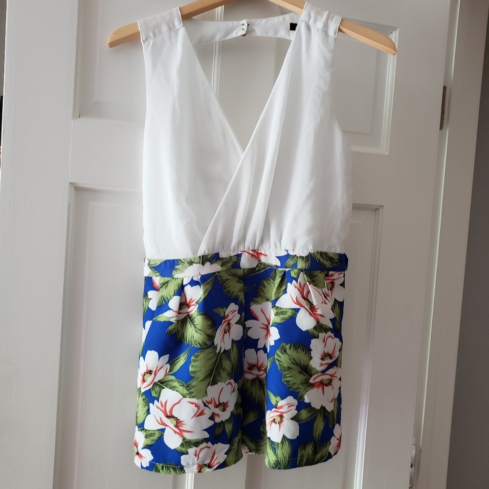 CALS Tropical Polyester Blue/White/Pink Romper